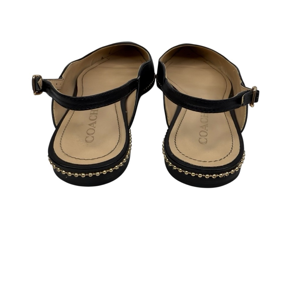 COACH Vae Skimmer Studded Slingback Flats Black  Leather Women’s Sz 10B - Picture 5 of 16